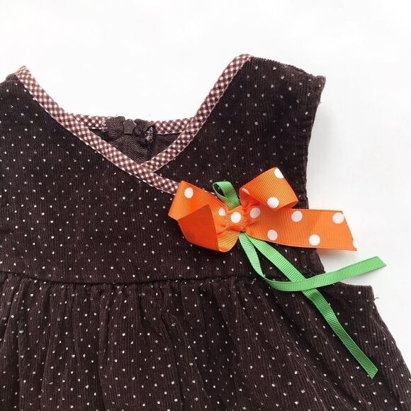 Bonnie Jean brown corduroy dot Turkey dress EUC 4T - Picture 2 of 5